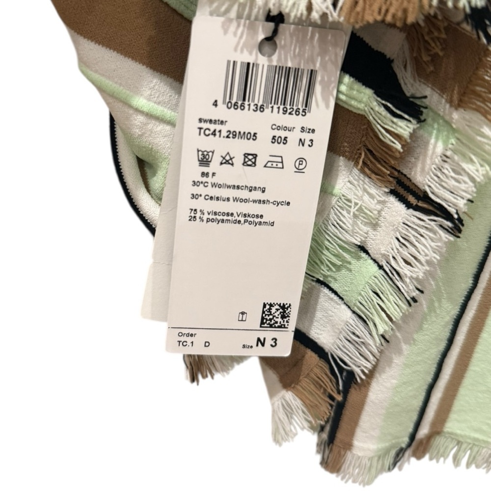 MARC CAIN Long-sleeved shirt, multicolored stripes Mint Green Brown Black Size M - Picture 6 of 9